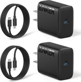 Fuente de Poder Cargador Anker de 25W USB-C Carga Rapida Paquete de 2 Unidades Cable de 5 Pies